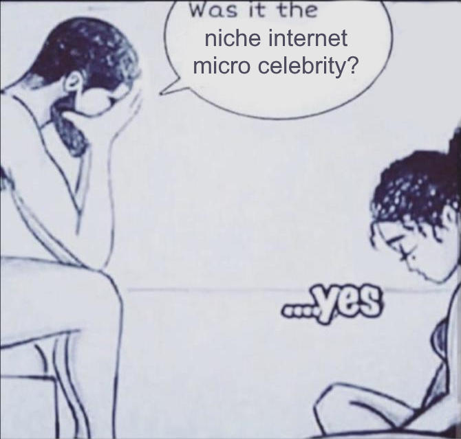 Was it the niche internet micro celebrity? yes