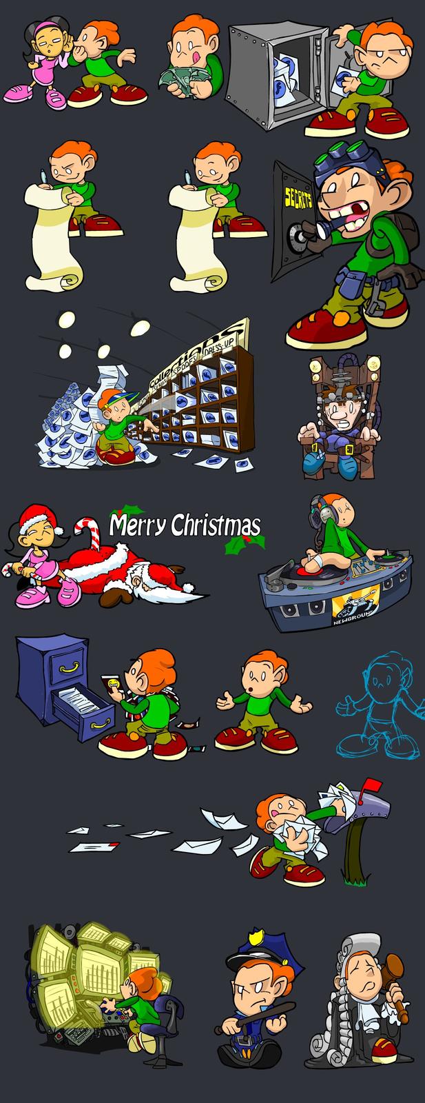 An image uploaded by Mindchamber of a bunch of old Newgrounds site graphics. Might want to go look for these individually, since Twitter compresses images and there's a grey background behind 'em. A little sneaking around archive.org can't hurt I suppose.