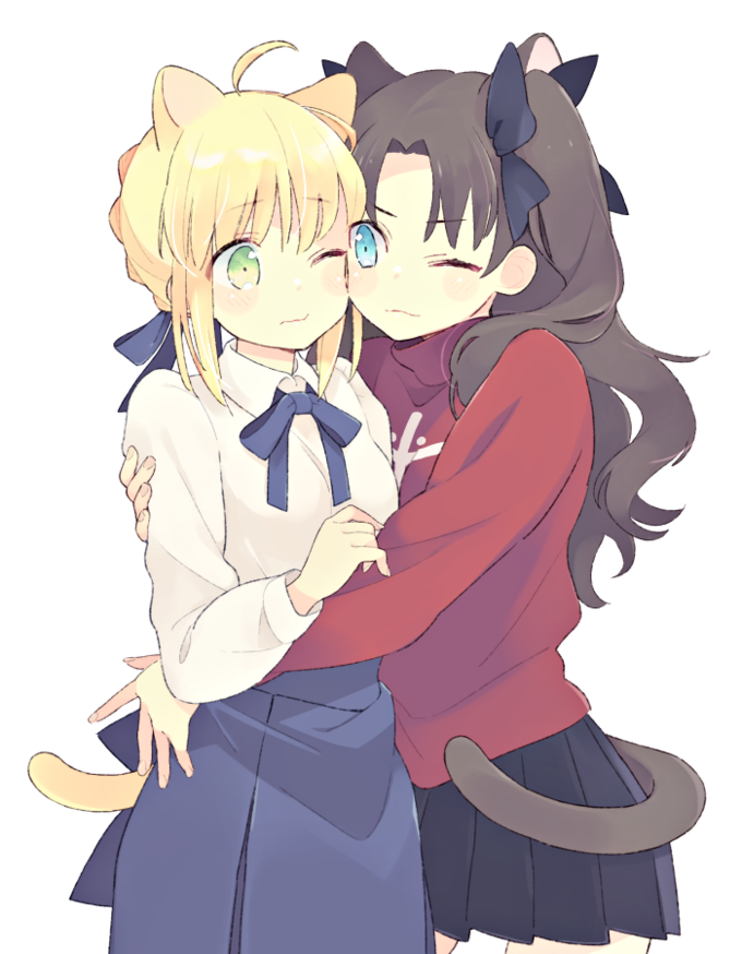 Saber and Rin as catgirls | Fate (Type-Moon) | Know Your Meme