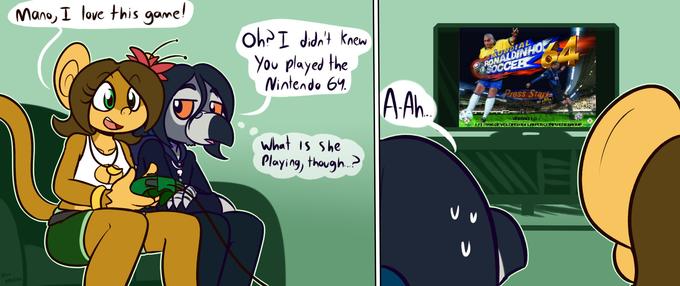 Mano, I love this game! oh?I didn't Knew You played the Nintendo 64. UNDIAL RONALDINHO SOCCER AAh. Press Starte VERSAO 1.0- (7) 1998 DEVLOPED BY LAPENCOFPUTER GROUP what is she Playing, though.? Fdine 09105/2020