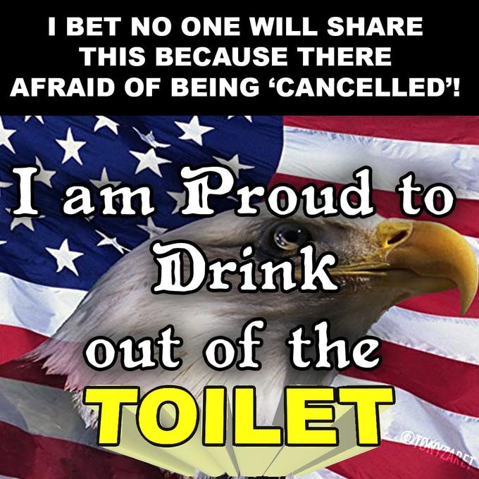 I BET NO ONE WILL SHARE THIS BECAUSE THERE AFRAID OF BEING 'CANCELLED! Iam Proud to Drink out of the TOILET QTOMZARE