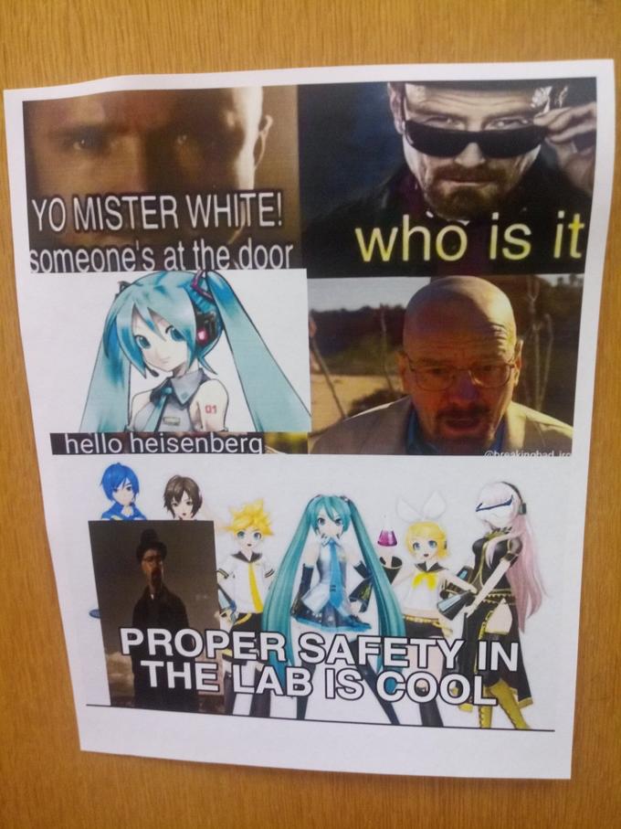 YO MISTER WHITE! someone's at the door who is it, 01 hello heisenberg @breakinabad ire PROPER SAFETY IN THE LAB IS COOL