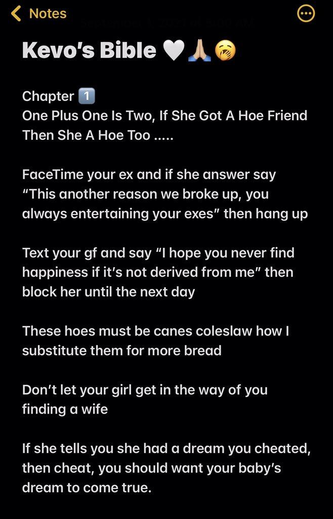 Kevo's Bible What Do Men Write In The Notes App? Know Your Meme