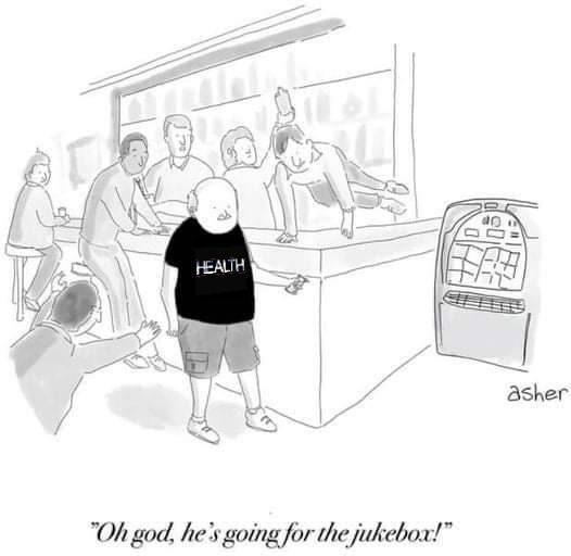 HEALTH asher "Oh god, he's going for the jukebox!"