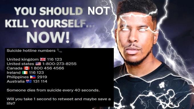 YOU SHOULD NOT KILL YOURSELF.. NOW! Suicide hotline numbers United kingdom 116 123 United states E 1-800-273-8255 Canada E 1800 456 4566 Ireland O 116 123 Philippines Australia * 131 114 2919 Someone dies from suicide every 40 seconds. Will you take 1 second to retweet and maybe save a life?