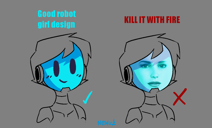 Good robot KILL IT WITH FIRE girl design Nekuż