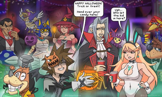 HAPPY HALLOWEEN! Trick or treat! Hand over your candy hehe! Ugh.. Who let the kid in here? ĐArchdanMuverse @Archd @ArchdanMiiverse @ArchdanMiIverse