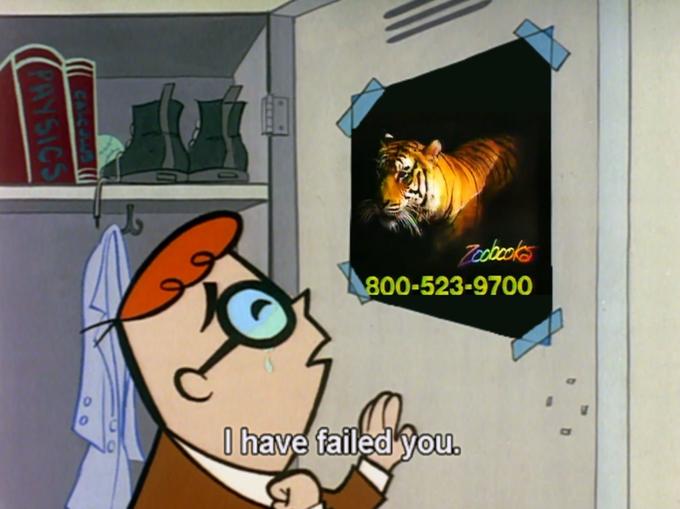 <blockquote class="twitter-tweet"><p lang="en" dir="ltr">I subscribed to Zoobooks for an entire year, spoke to their operators like 20 times, and even got a DM from their Twitter telling me I would get a Tiger Poster™ sent to me yet I am STILL Tiger Poster-less. It&#39;s my white whale and it still evades me <a href="https://t.co/PUVLJ4tbDA">pic.twitter.com/PUVLJ4tbDA</a></p>&mdash; Saberspark (@Saberspark) <a href="https://twitter.com/Saberspark/status/1234916464043401218?ref_src=twsrc%5Etfw">March 3, 2020</a></blockquote> <script async src="https://platform.twitter.com/widgets.js" charset="utf-8"></script>