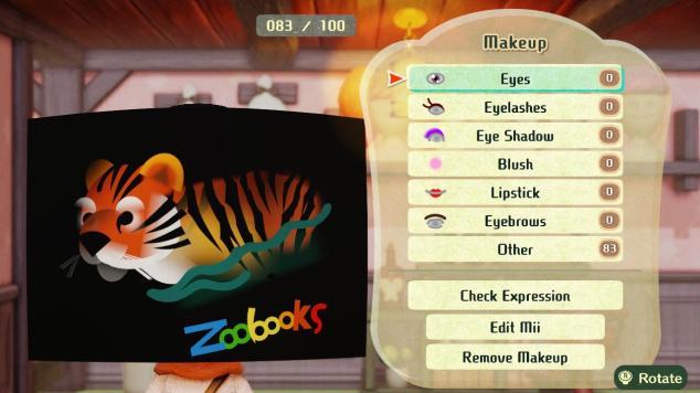 083 / 100 Makeup Eyes Eyelashes Eye Shadow Blush Lipstick Eyebrows Other 83 Check Expression Zobooks Edit Mii Remove Makeup Rotate