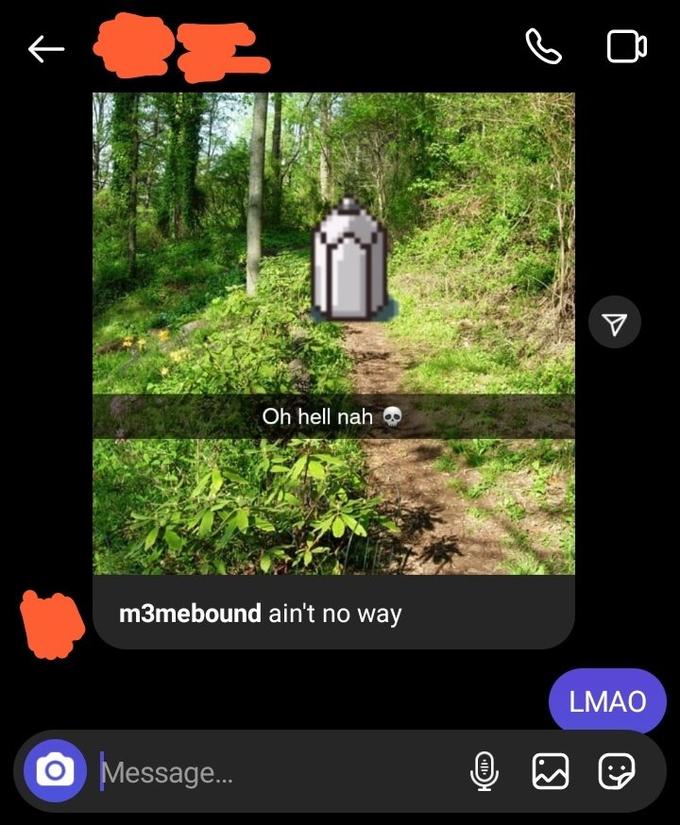 Oh hell nah m3mebound ain't no way LMAO O Message.