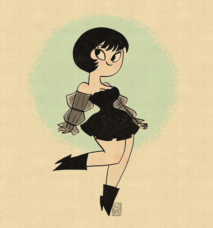 Another Jucika, now wearing that black dress that goes well with the Strawberry dress. 
-susanarodart