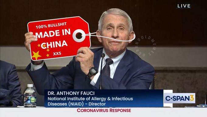 LIVE 100% B------- MADE IN *CHINA * XXS DR. ANTHONY FAUCI National Institute of Allergy & Infectious Diseases (NIAID) - Director C-SPAN3 CORONAVIRUS RESPONSE GRAN HEMES