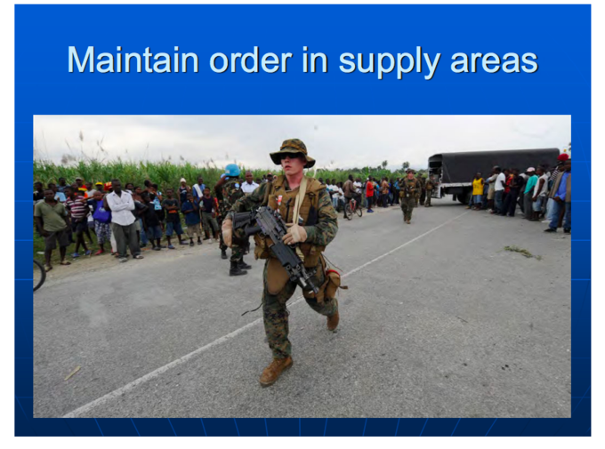 Maintain order in supply areas