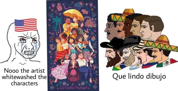 Nooo the artist whitewashed the characters Que lindo dibujo *ha Familia Madrigol *