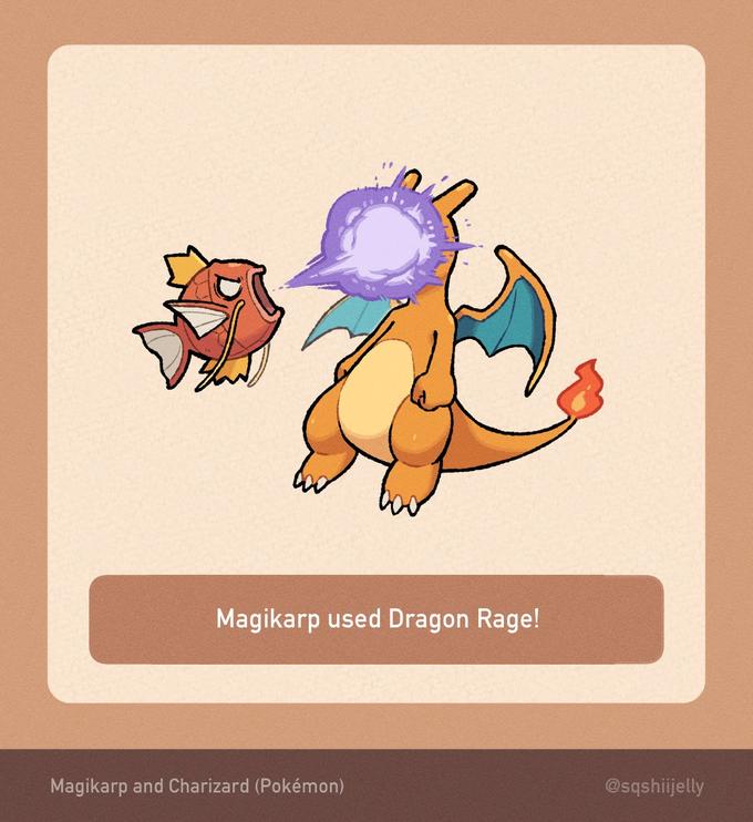 Magikarp used Dragon Rage! Magikarp and Charizard (Pokémon) @sqshiijelly