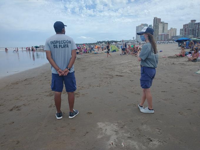 Beach inspectors in Necochea, Buenos Aires Province, Argentina: “Water ...