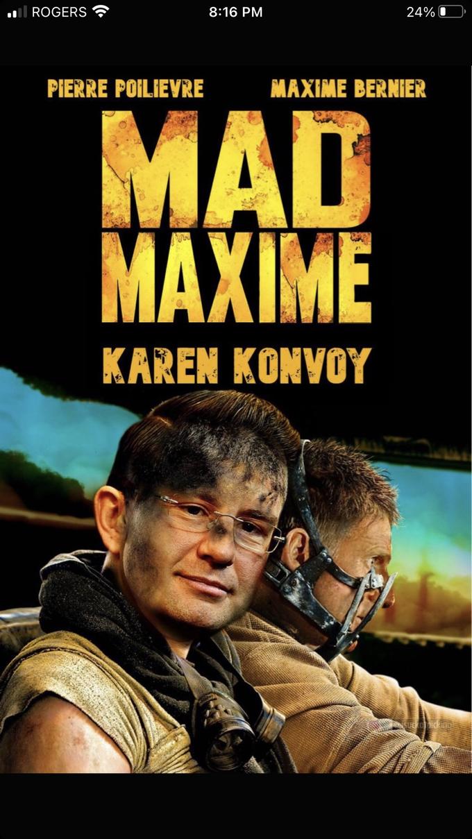 .l ROGERS 8:16 PM 24% O PIERRE POILIEVRE MAXIME BERNIER MAD MAXIME KAREN KONVOY