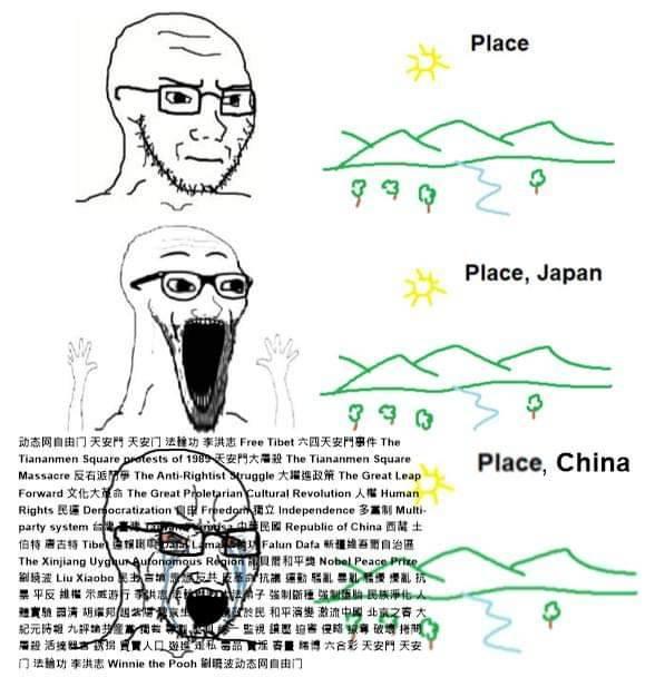Place 😐 Place Japan 🤩 Place China 😡