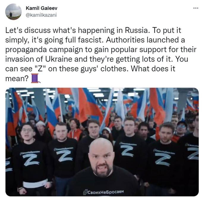 Criticism of a campaign in Russia featuring the Z. 