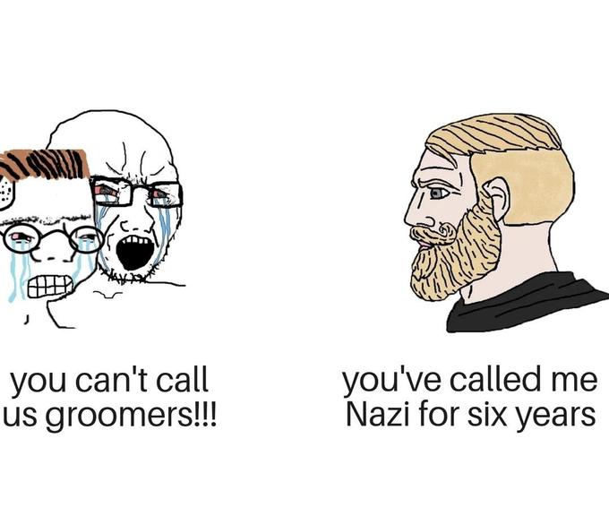 you can't call us groomers!!! you've called me Nazi for six years