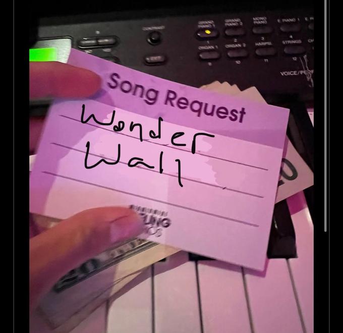 EPANO I VPAND PAND CH STRINGS ORGAN S ONGAN 1 VOICE/PEF Song Request Wonder Wall TIG