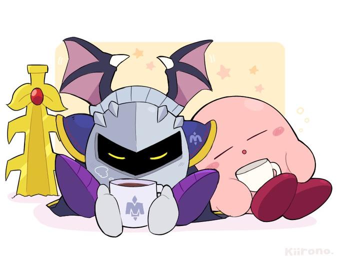 Meta Knight and Kirby drinking some hot chocolate | Know Your Meme