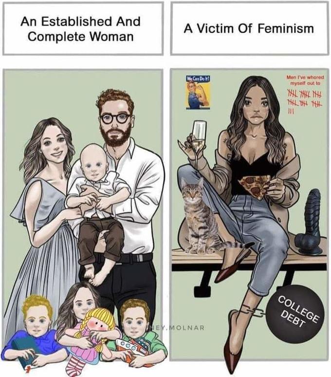 An Established And Complete Woman A Victim Of Feminism Men l've w----- myself out to W. Can Do h COLLEGE DEBT EY.MOLNAR