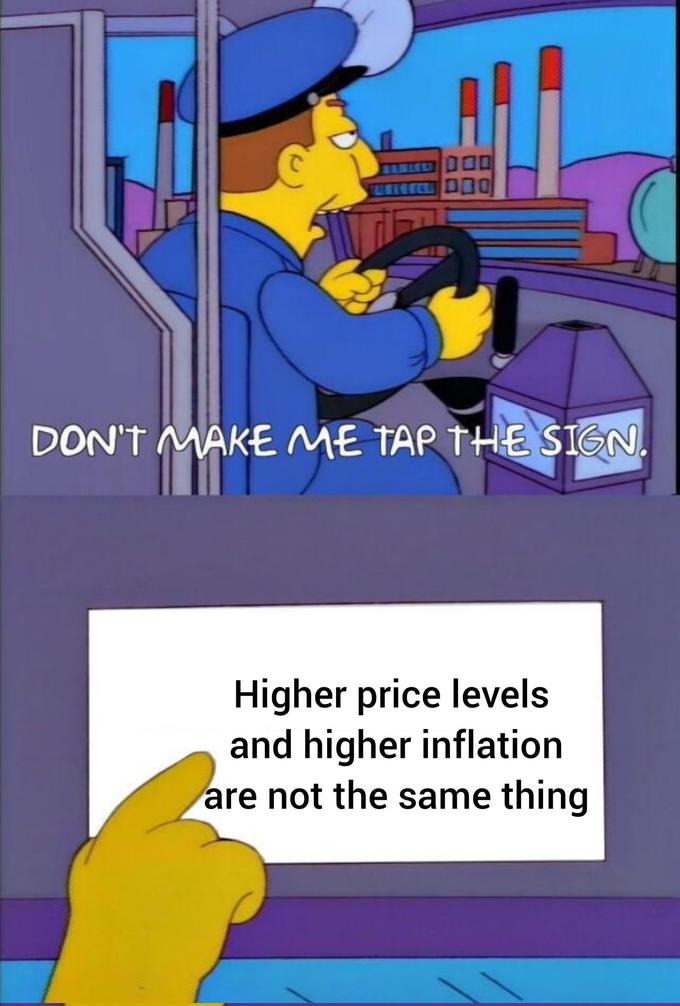 DON'T MAKE ME TAP THE SIGN Higher price levels and higher inflation are not the same thing