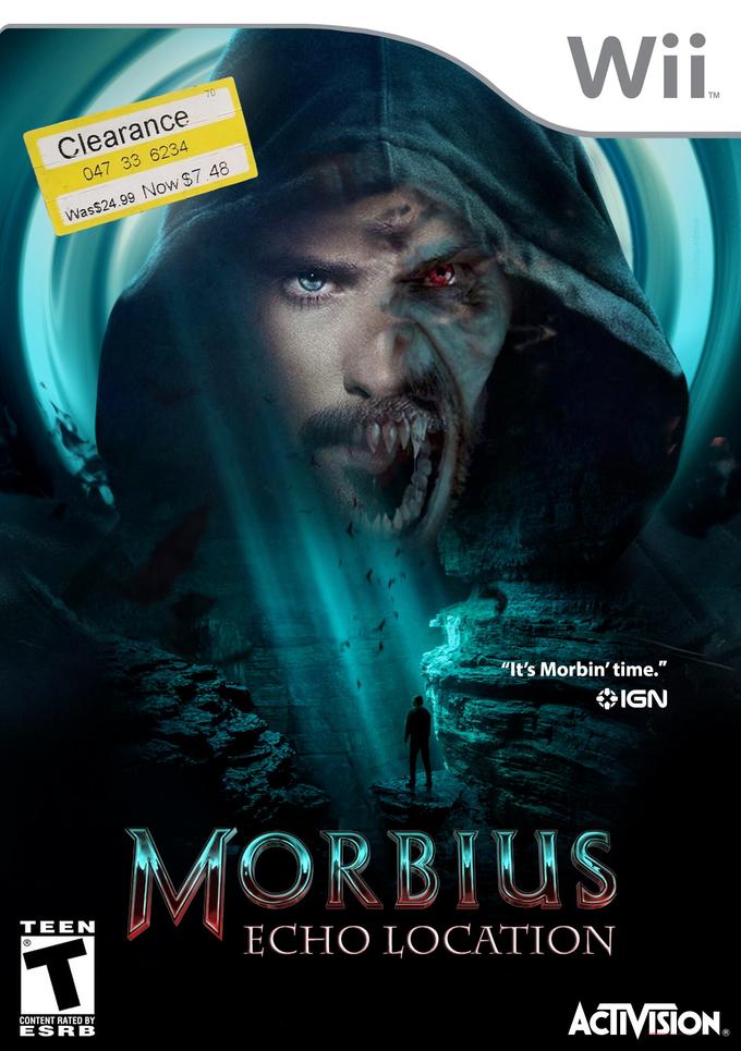 70 Clearance 047 33 6234 Was $24.99 Now $7.48 MORBIUS ECHO LOCATION TEEN T CONTENT RATED BY ESRB Wii TM "It's Morbin' time." IGN @superbent ACTIVISION R
