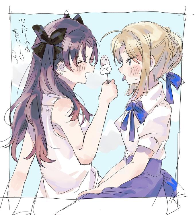 Rin and Saber by 常眠 | Fate (Type-Moon) | Know Your Meme