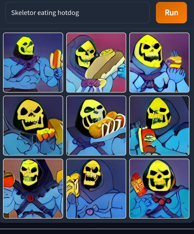 Skeletor eating hotdog 9 GAL 44 9 Run €