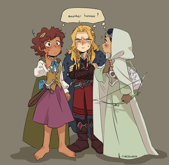 LOTR AU where the girls are humans but instead of frogs, newts, and ...
