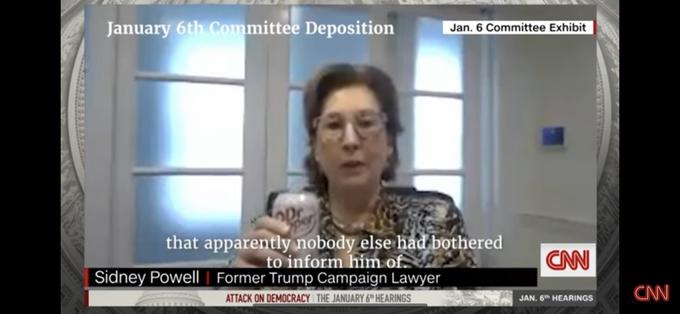 January 6th Committee Deposition Jan. 6 Committee Exhibit that apparently nobody else had bothered to inform him of. Sidney Powell Former Trump Campaign Lawyer ATTACK ON DEMOCRACY THE JANUARY 6 HEARINGS CNN JAN. 6th HEARINGS CAN