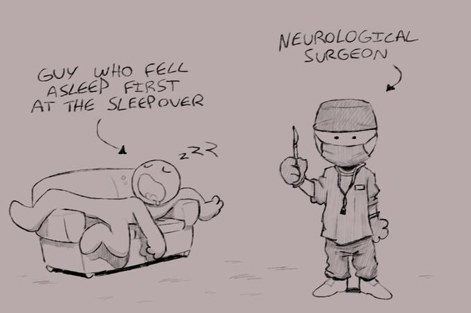 GUY WHO FELL ASLEEP FIRST AT THE SLEEP OVER ২২২ NEUROLOGICAL SURGEON
