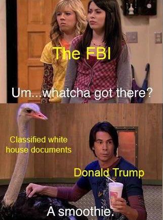 The FBI Um...whatcha got there? Classified white house documents Donald Trump A smoothie. E