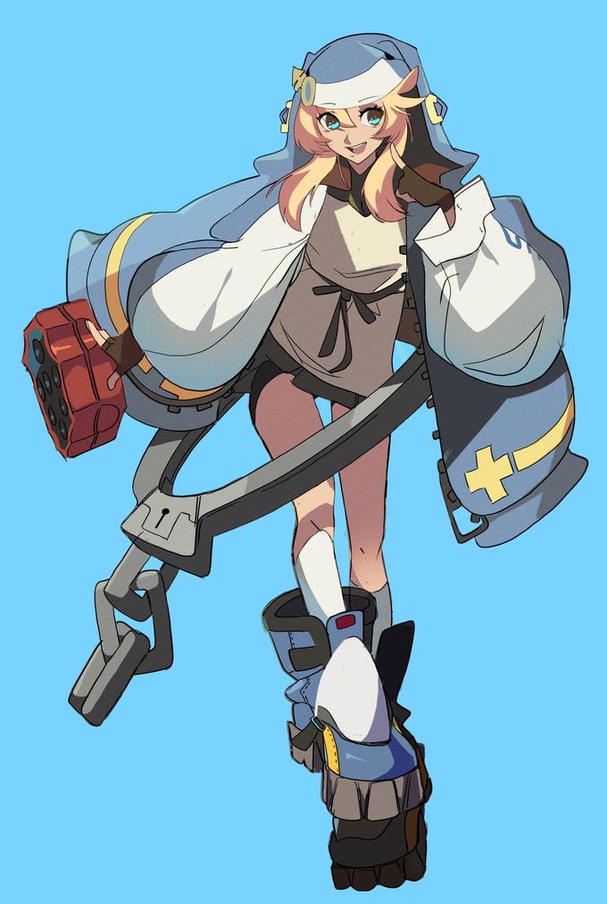 A fusion of guilty gear characters bridget and nekoarc in action