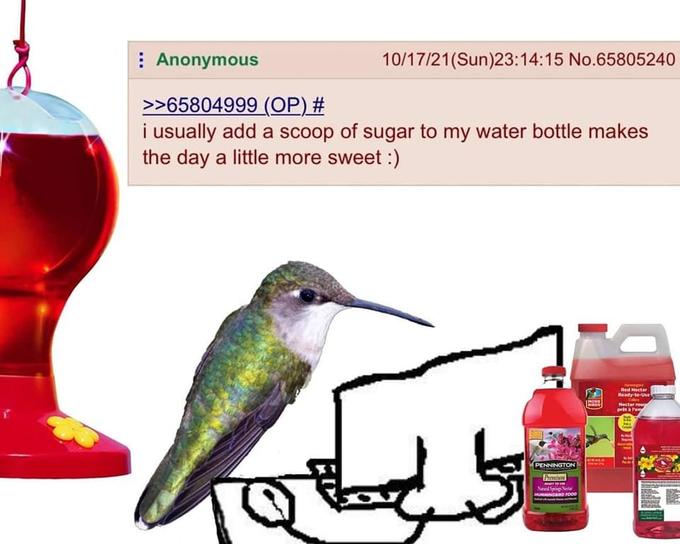 10/17/21(Sun)23:14:15 No.65805240 : Anonymous >>65804999 (OP) # i usually add a scoop of sugar to my water bottle makes the day a little more sweet :) 15 F PENNINGTON News Springs Neta AND FOOD 9 Red Nectar Ready-to-Use MORE Hectar roug prêt à Pey PRI