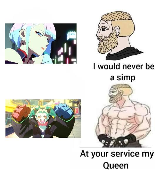 O I would never be a simp At your service my Queen