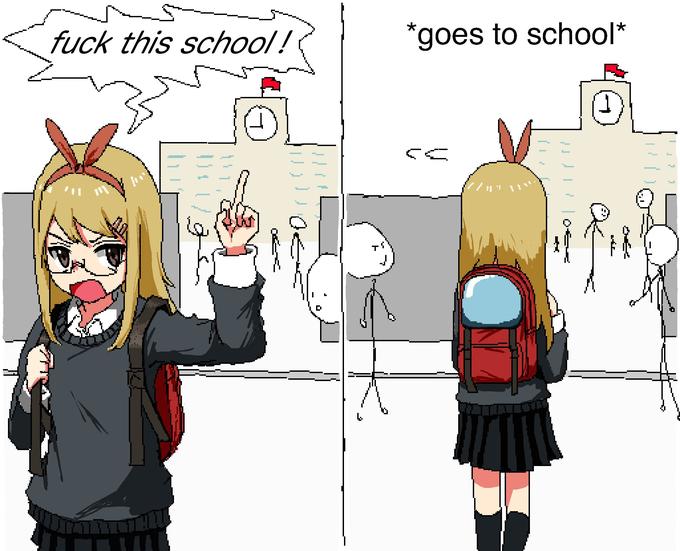 f--- this school ! کھ سے اور X *goes to school* -- 1 T7