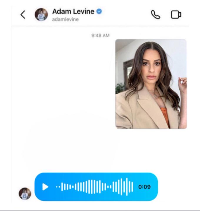 a Adam Levine > adamlevine 9:48 AM ||||||| 0:09