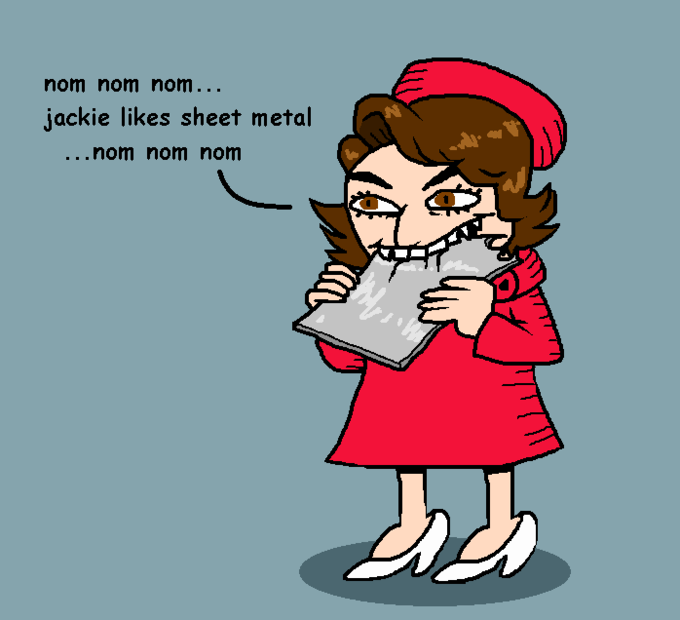 Nom Nom Jackie Cartoon | Jackie Kennedy Eats Sheet Metal | Know Your Meme