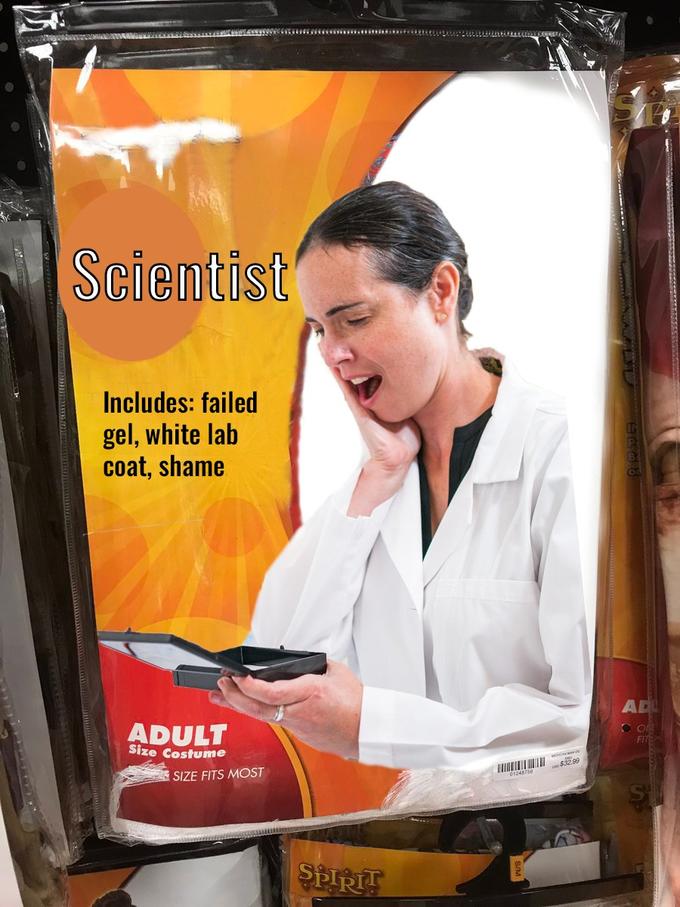Scientist Includes: failed gel, white lab coat, shame ADULT Size Costume SIZE FITS MOST SPIRIT ADL ON FITE