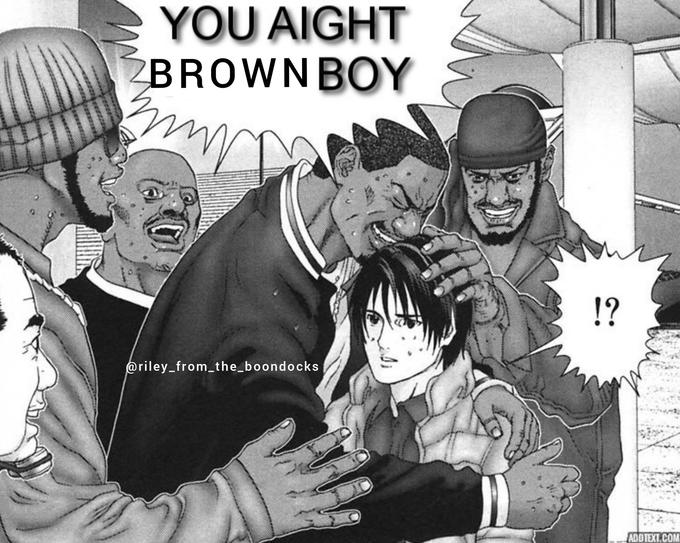 YOU AIGHT BROWN BOY my @riley_from_the_boondocks !? ADDTEXT.COM