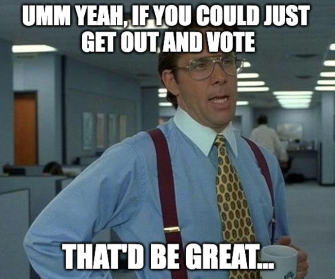 UMM YEAH, IF YOU COULD JUST GET OUT AND VOTE THAT'D BE GREAT.... Wome