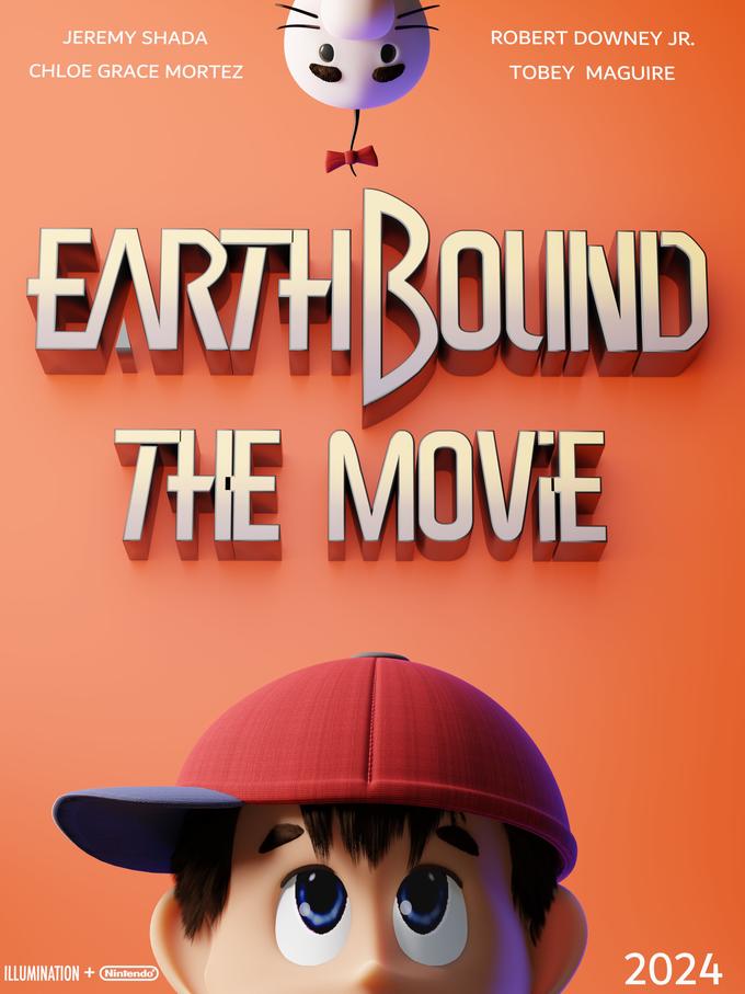 JEREMY SHADA CHLOE GRACE MORTEZ ROBERT DOWNEY JR. TOBEY MAGUIRE EARTHBOUND THE MOVIE ILLUMINATION + Nintendo 2024
