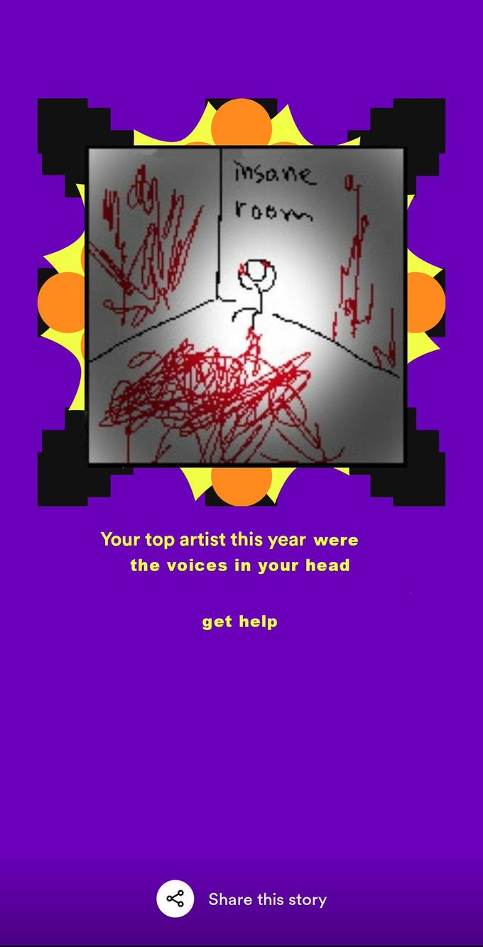 de insane room Your top artist this year were the voices in your head go get help Share this story