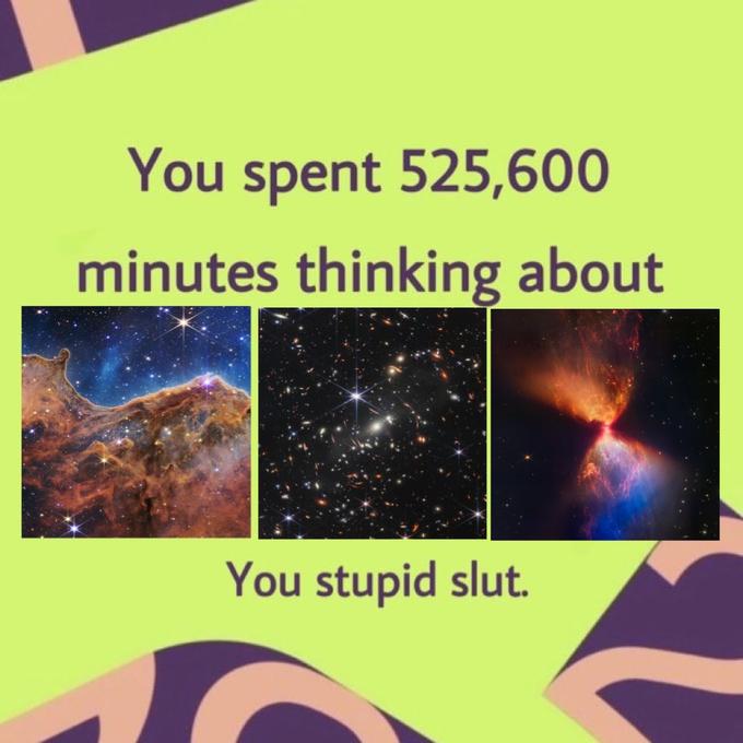 You spent 525,600 minutes thinking about You stupid slut.