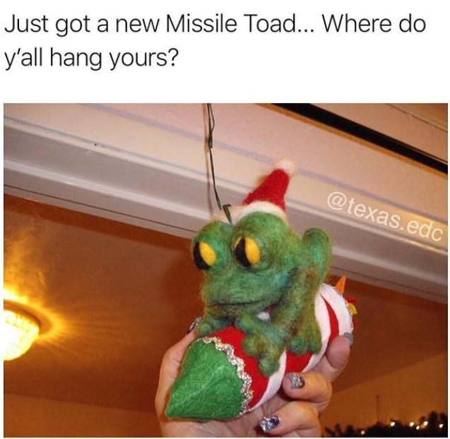 Just got a new Missile Toad... Where do y'all hang yours? @texas.edc