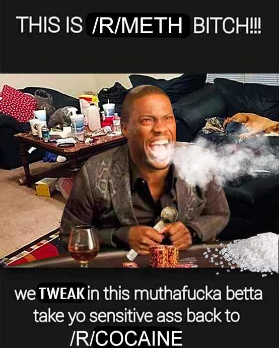 THIS IS /R/METH BITCH!!!! we TWEAK in this muthafucka betta take yo sensitive ass back to /R/COCAINE