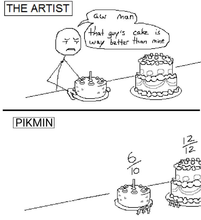 THE ARTIST PIKMIN QW Man that cake is guy's way better than mine 70 12 12